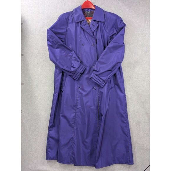 London Towne Womens Double Breasted Purple Trench Coat Size 10 Reg - Picture 1 of 10